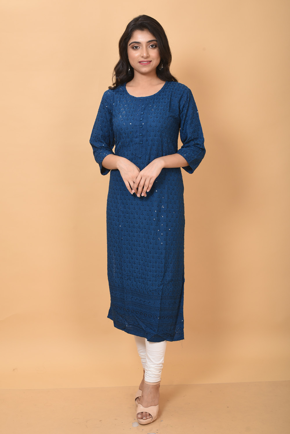 Cotton Sequence Chikankari Kurti