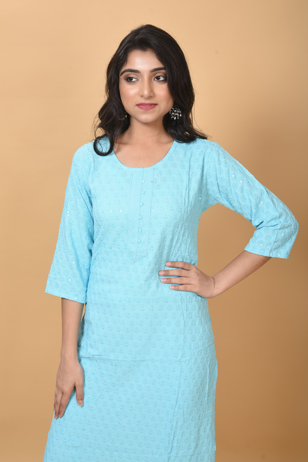 Cotton Sequence Chikankari Kurti