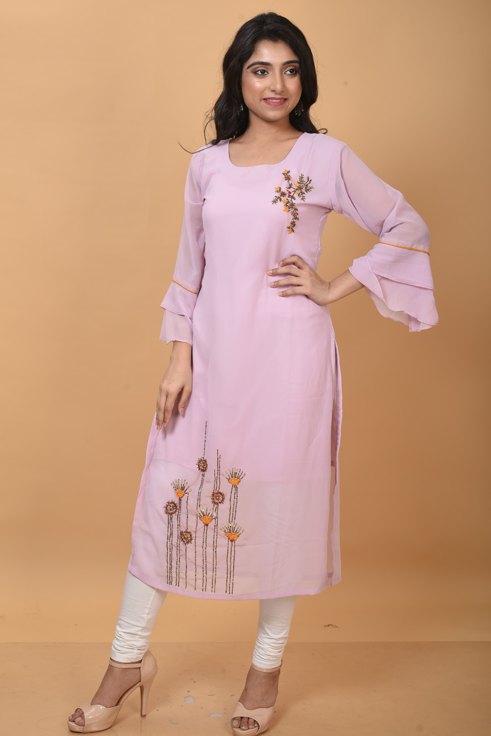 Pink Gorget Work Kurti