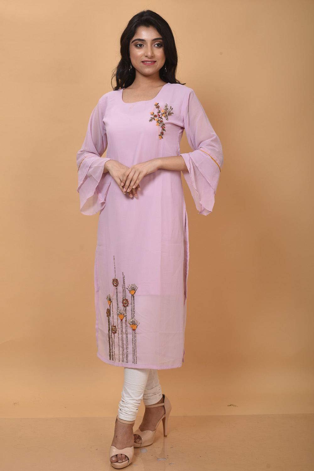 Pink Gorget Work Kurti