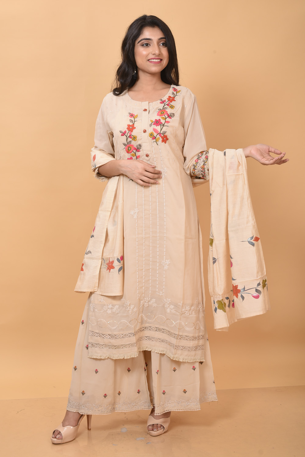 Creamy Beige Handwork Kurti