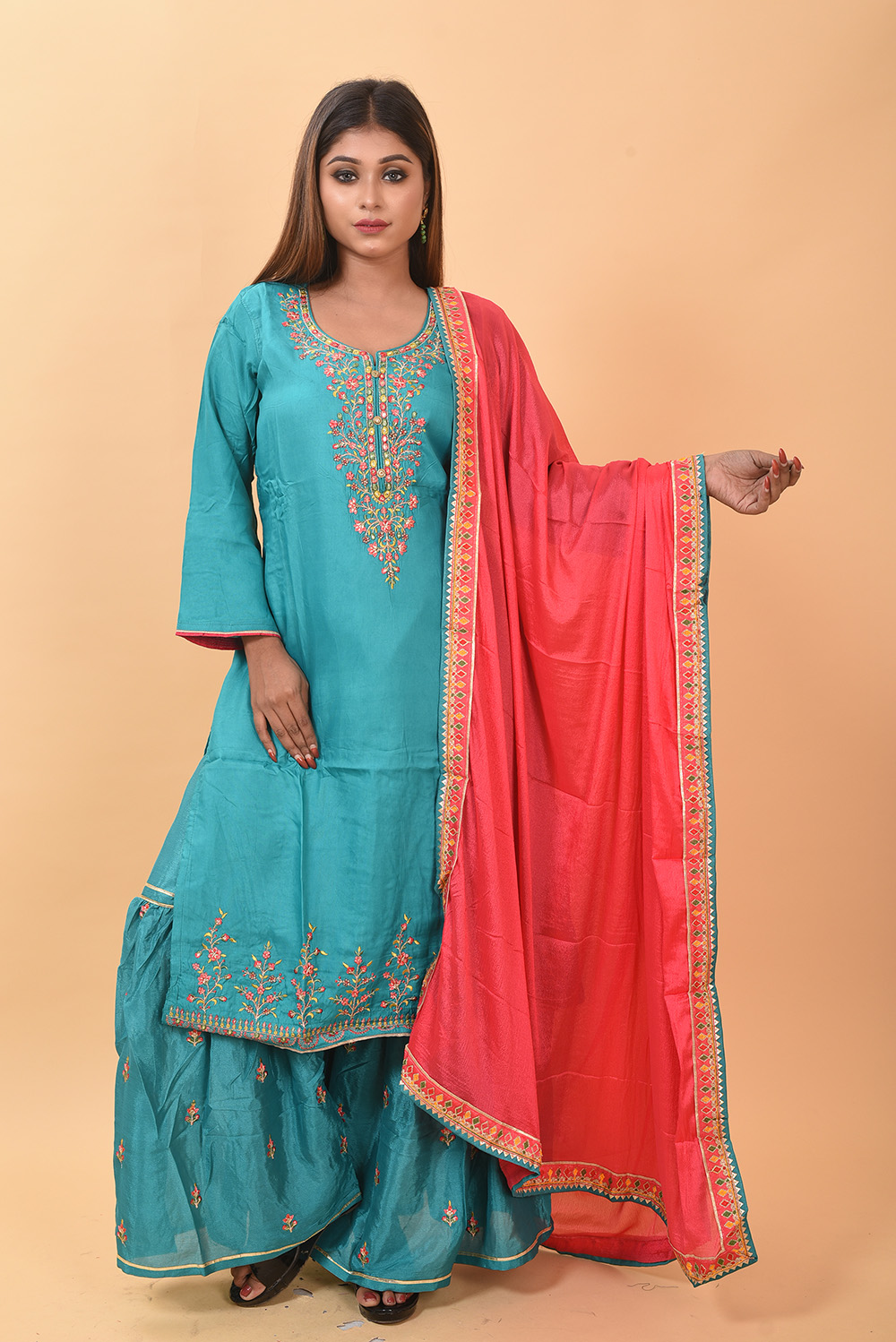 Sky blue Sharara set