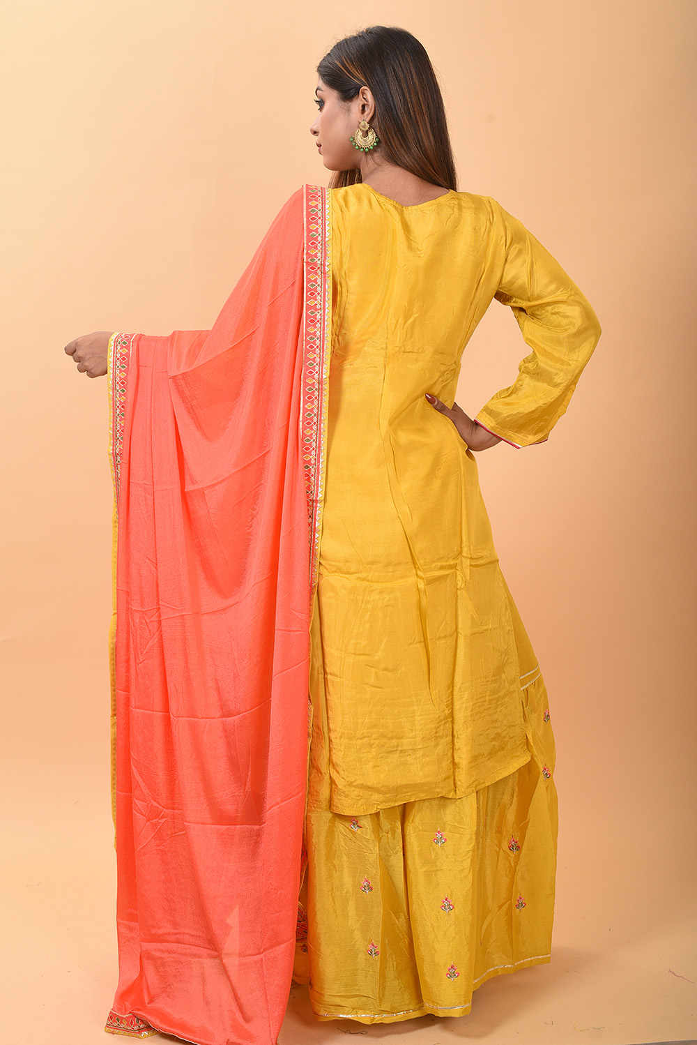 Gold yellow Sharara set