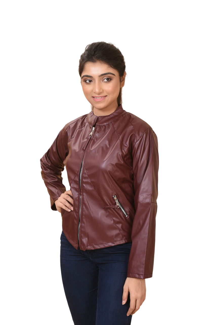 Brown Leather Winter Jacket