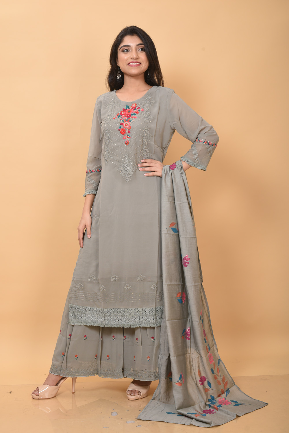 Grey Handwork Salwarsuit