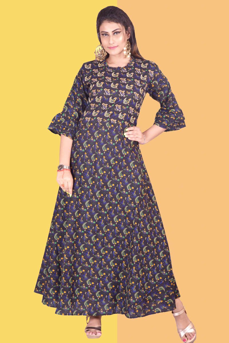 Black Printed HandWork Gown