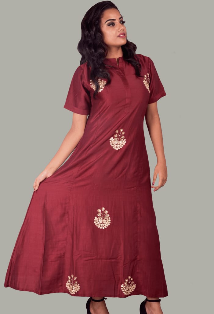 Marron Silk Gown