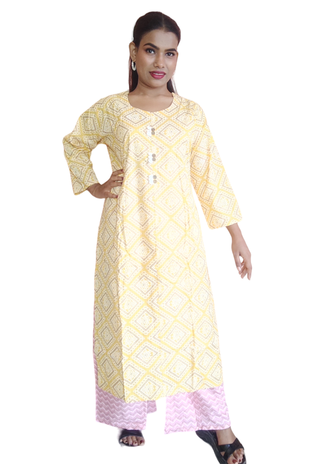 Lemon Kurti With Plazzo Set Statement