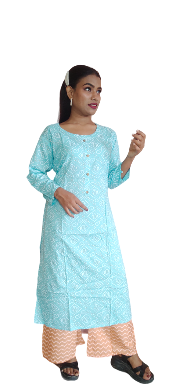 Sky Kurti With Plazzo Set Statement