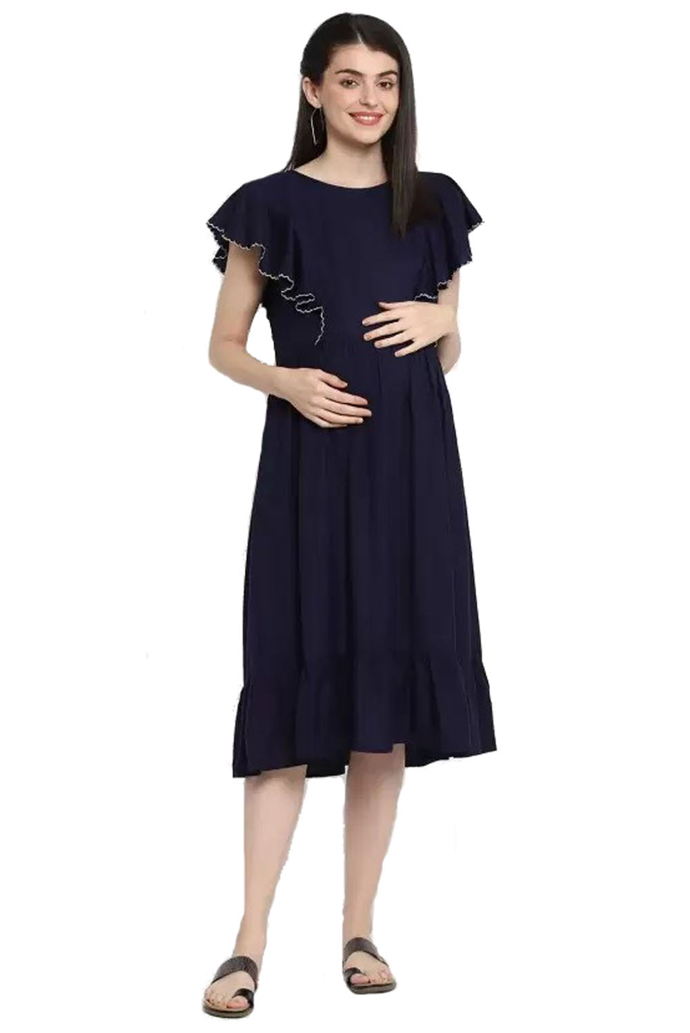 THE VANCA Women Fit and Flare Blue Dress