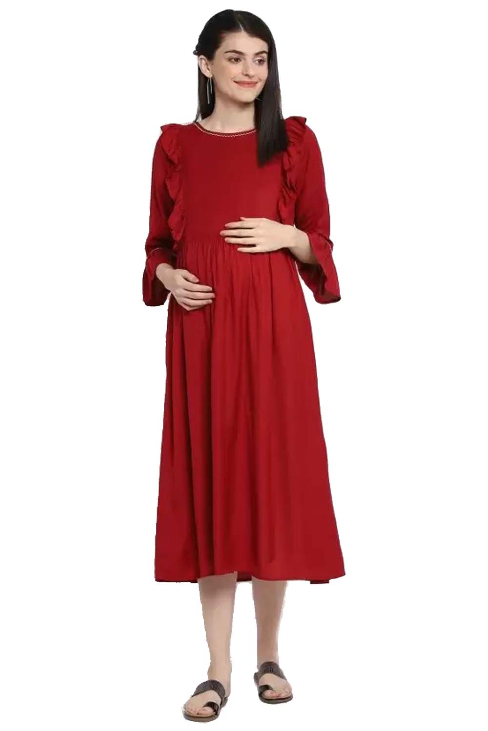 THE VANCA  Women Fit and Flare Maroon Dress