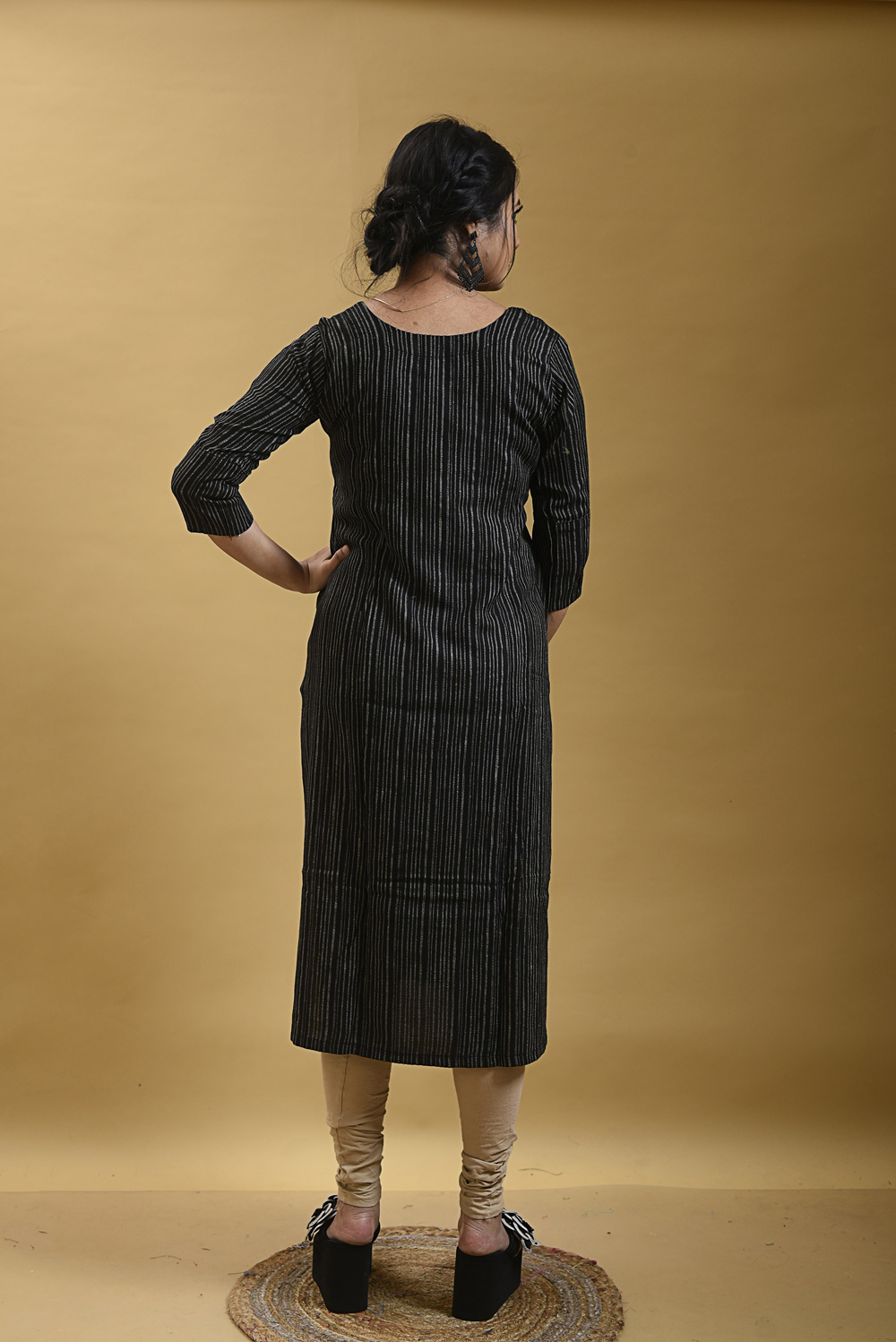 Black Embroidered Rayon Kurti