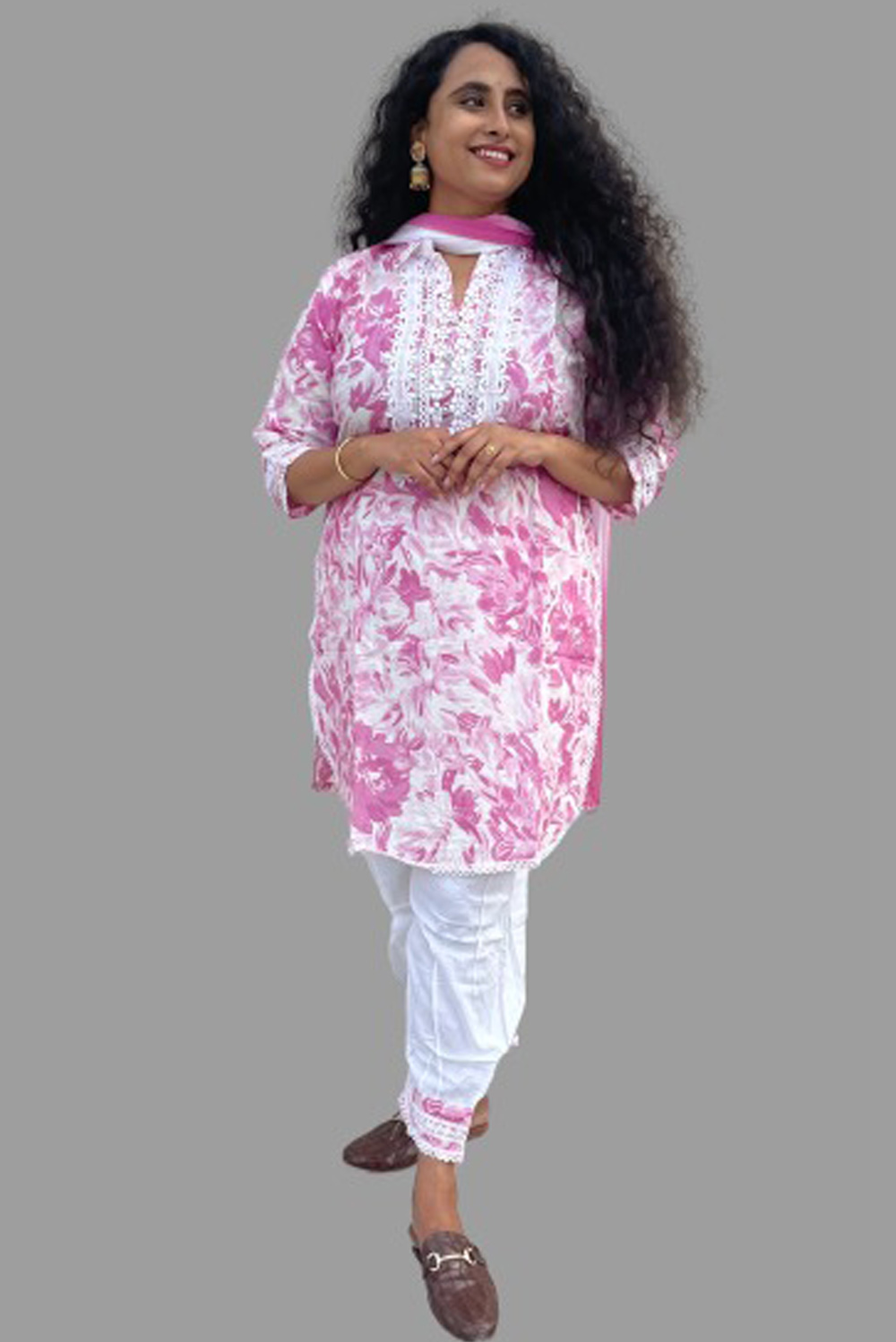 Pink Cotton Afgani Suit